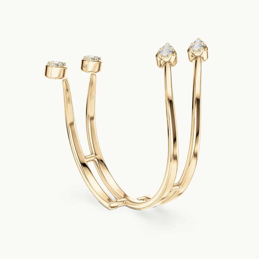 Round lab-grown diamond zigzag wrap ring in yellow gold, 0.152 CT TW, view 1