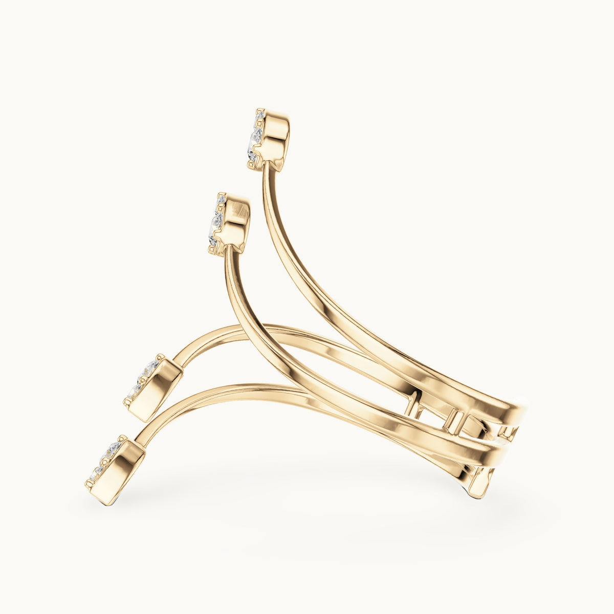 Round lab-grown diamond zigzag wrap ring in yellow gold, 0.152 CT TW, view 3