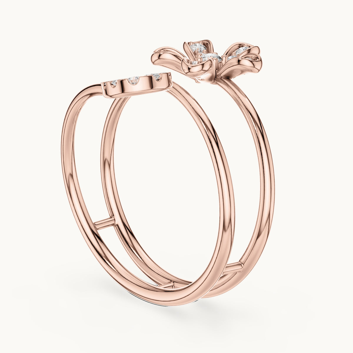Round lab-grown diamond triple band cluster ring in rose gold, 0.143 CT TW, view 1