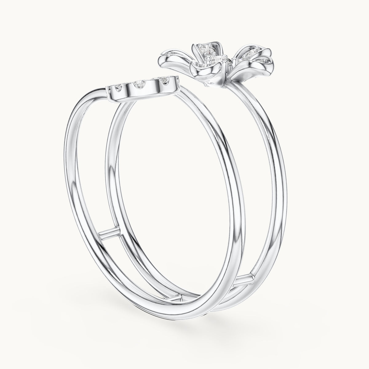 Round lab-grown diamond triple band cluster ring in white gold, 0.143 CT TW, view 1