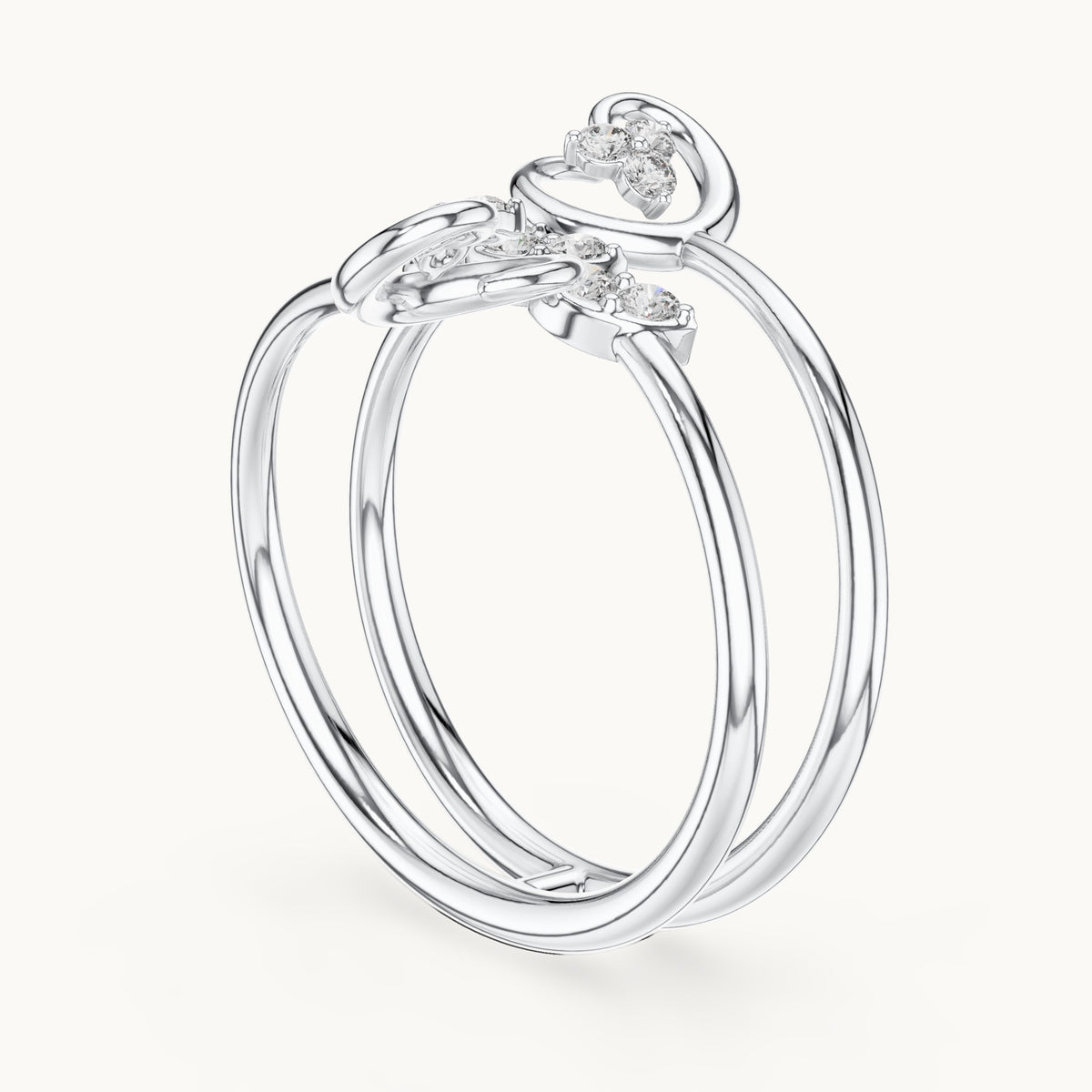 Round lab-grown diamond triple wrap vine ring in white gold, 0.162 CT TW, view 1