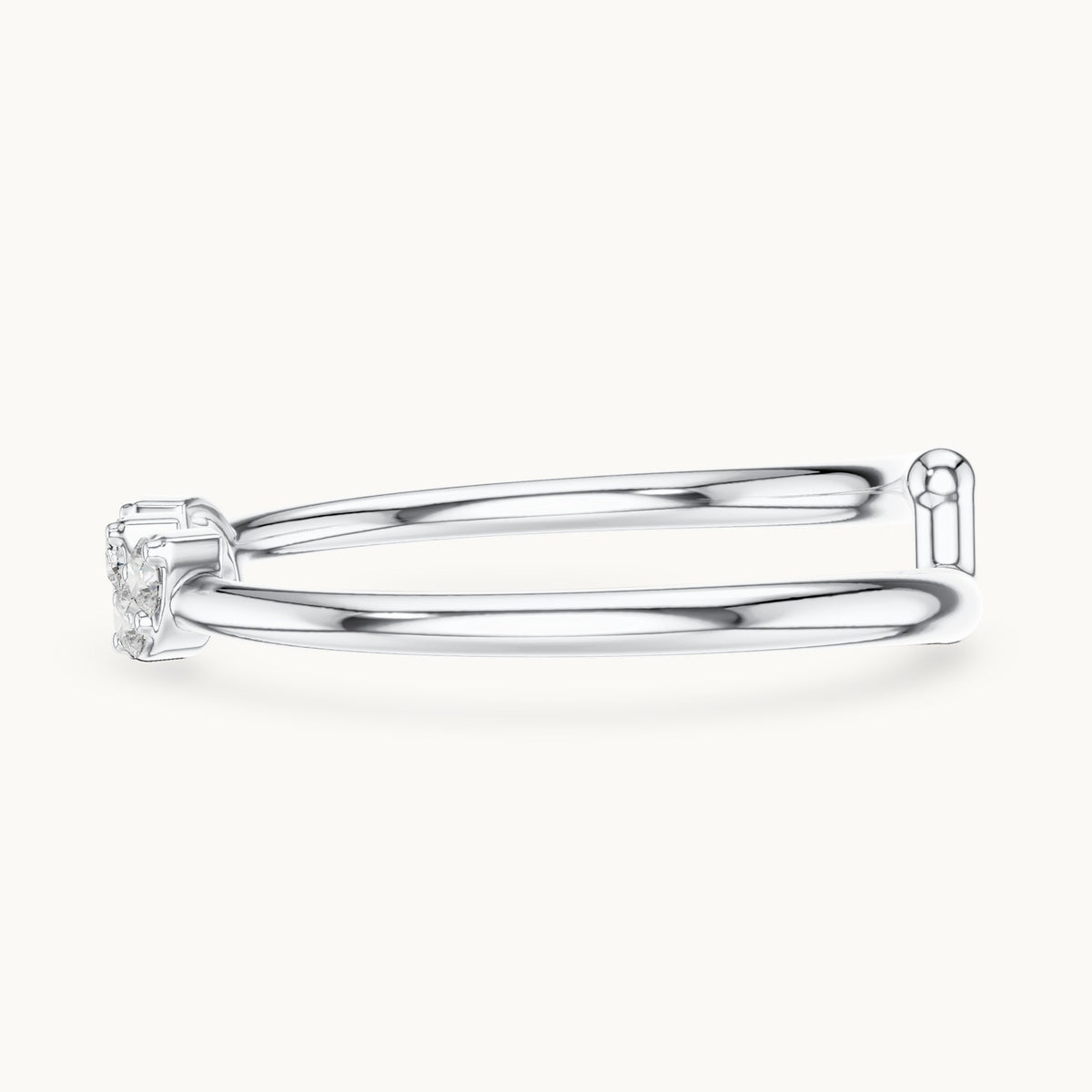 Round lab-grown diamond three marquise-shape cluster ring in white gold, 0.090 CT TW, view 3