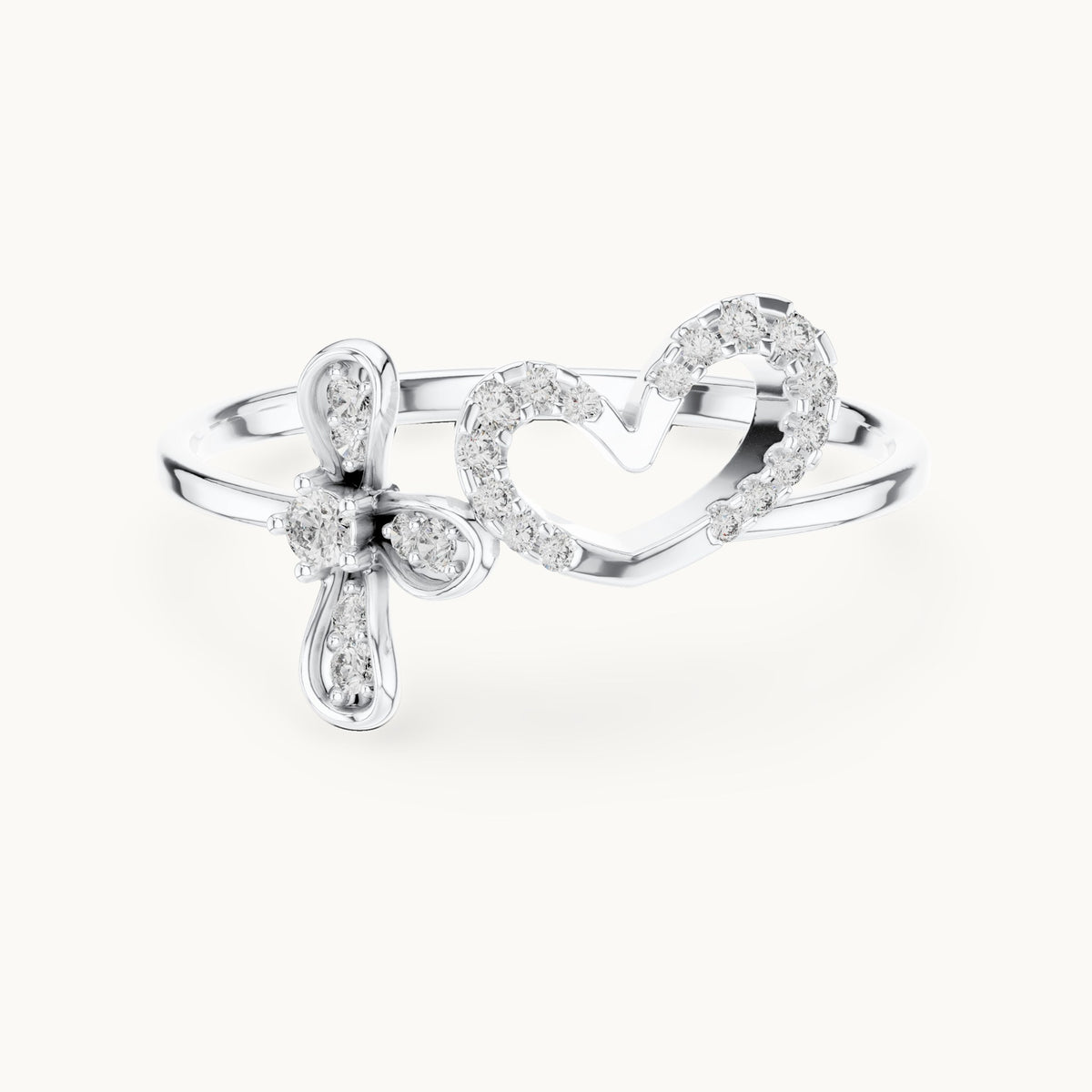 Round lab-grown diamond ribbon swirl ring in white gold, 0.124 CT TW, view 4