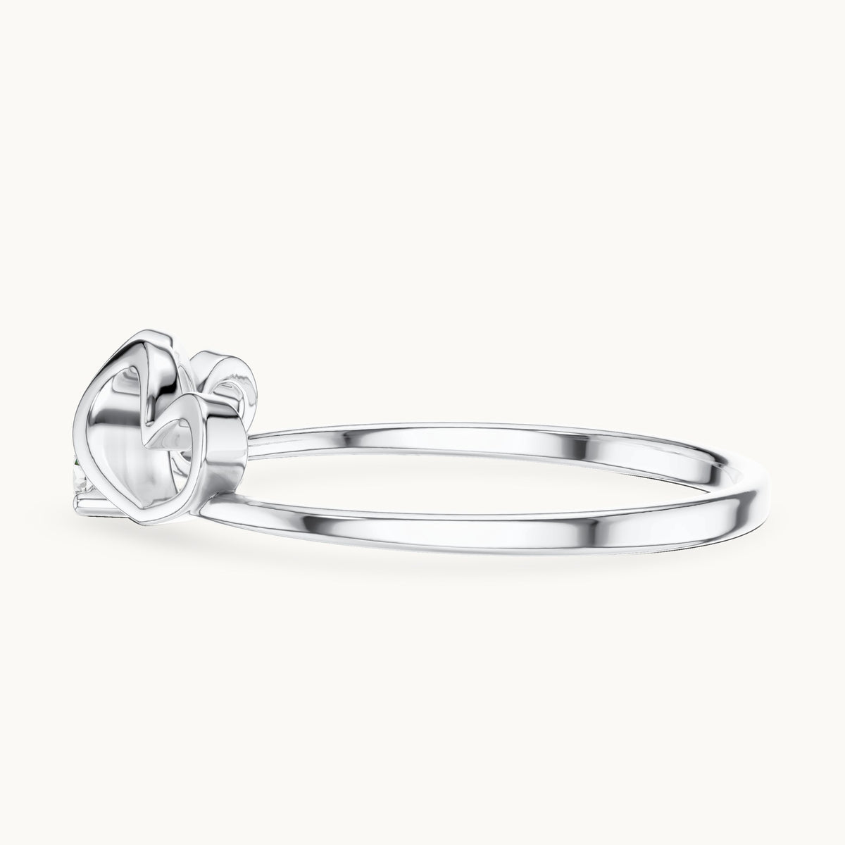 Round lab-grown diamond heart swirl solitaire ring in white gold, 0.05 CT TW, view 3