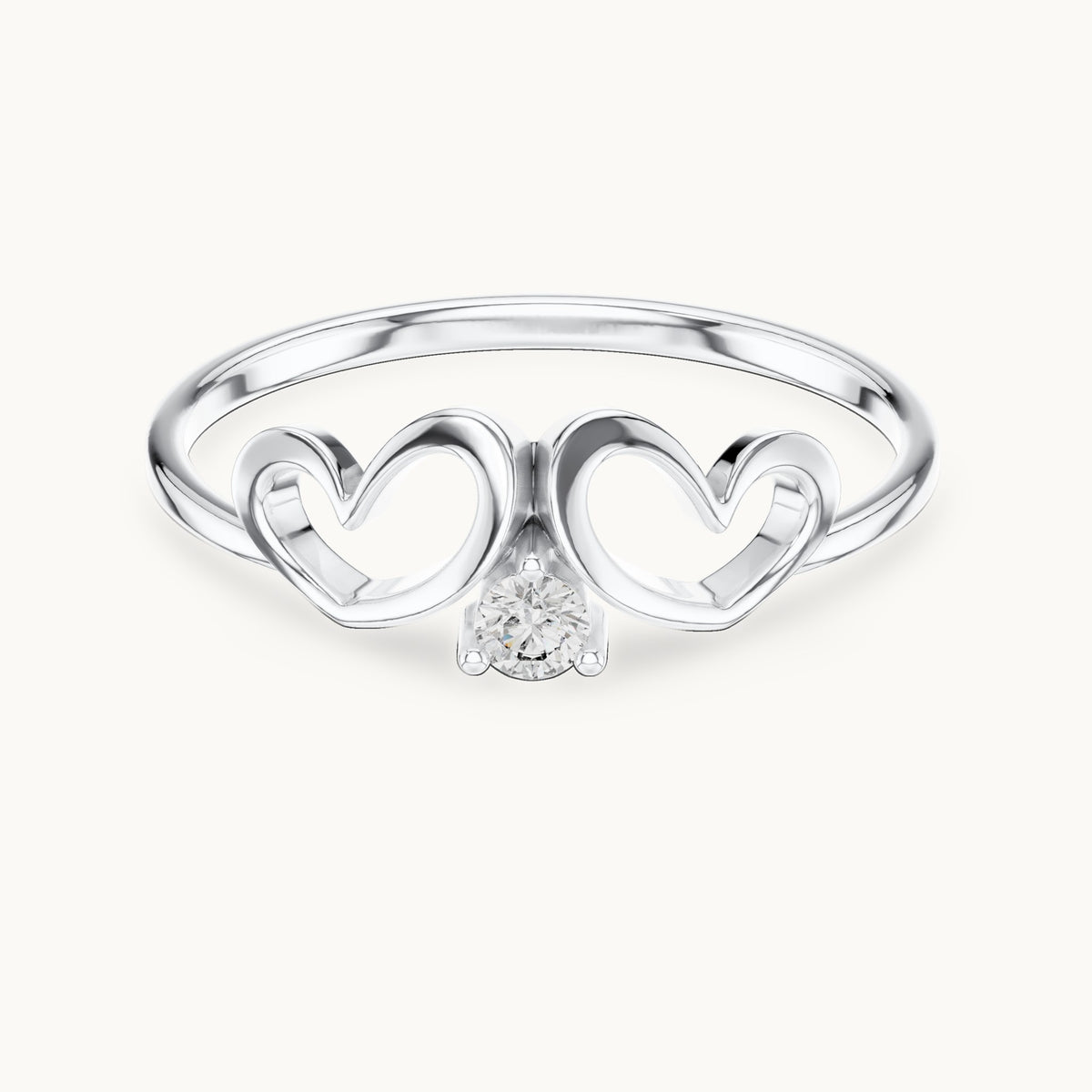 Round lab-grown diamond heart swirl solitaire ring in white gold, 0.05 CT TW, view 4