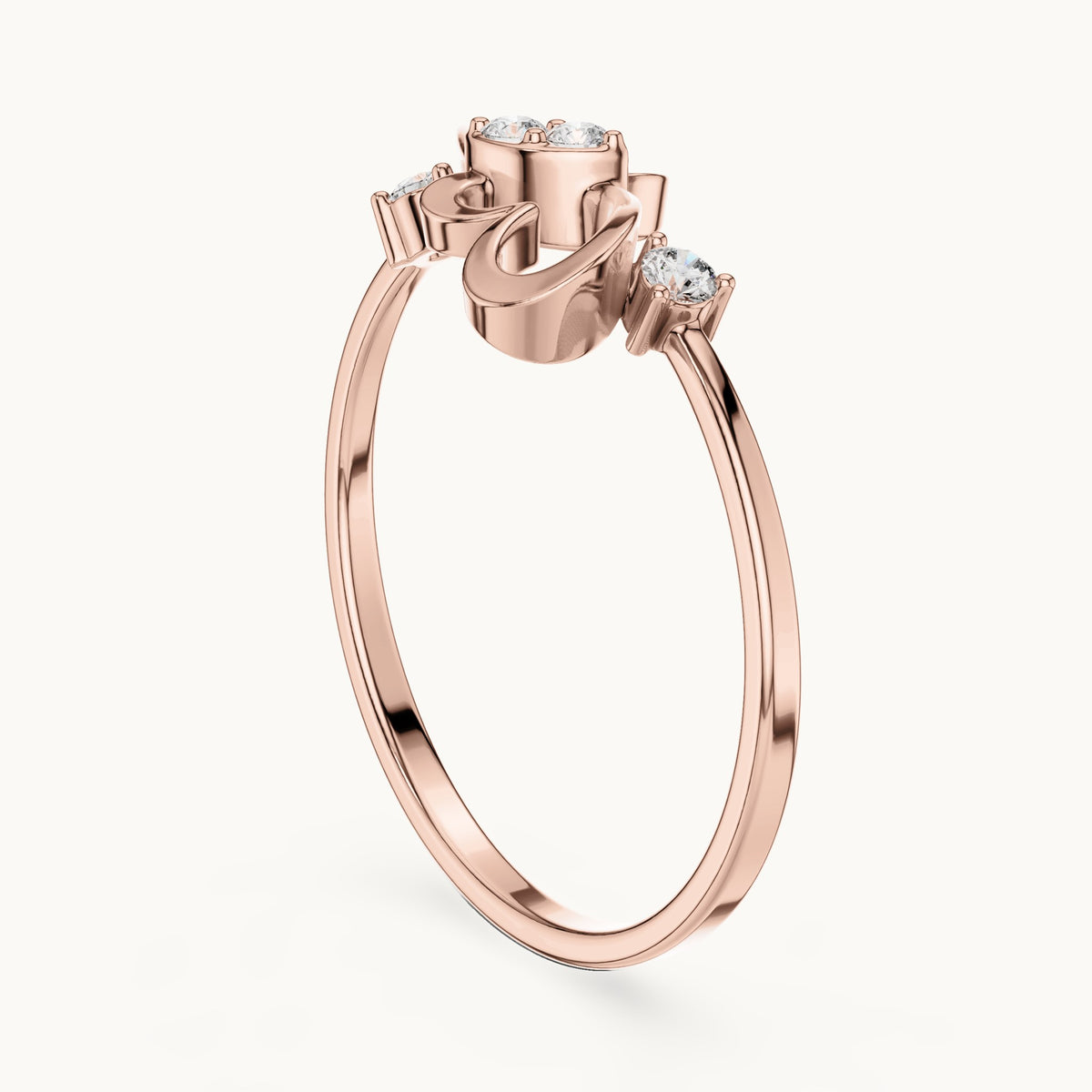 Round lab-grown diamond knot swirl ring in rose gold, 0.07 CT TW, view 1