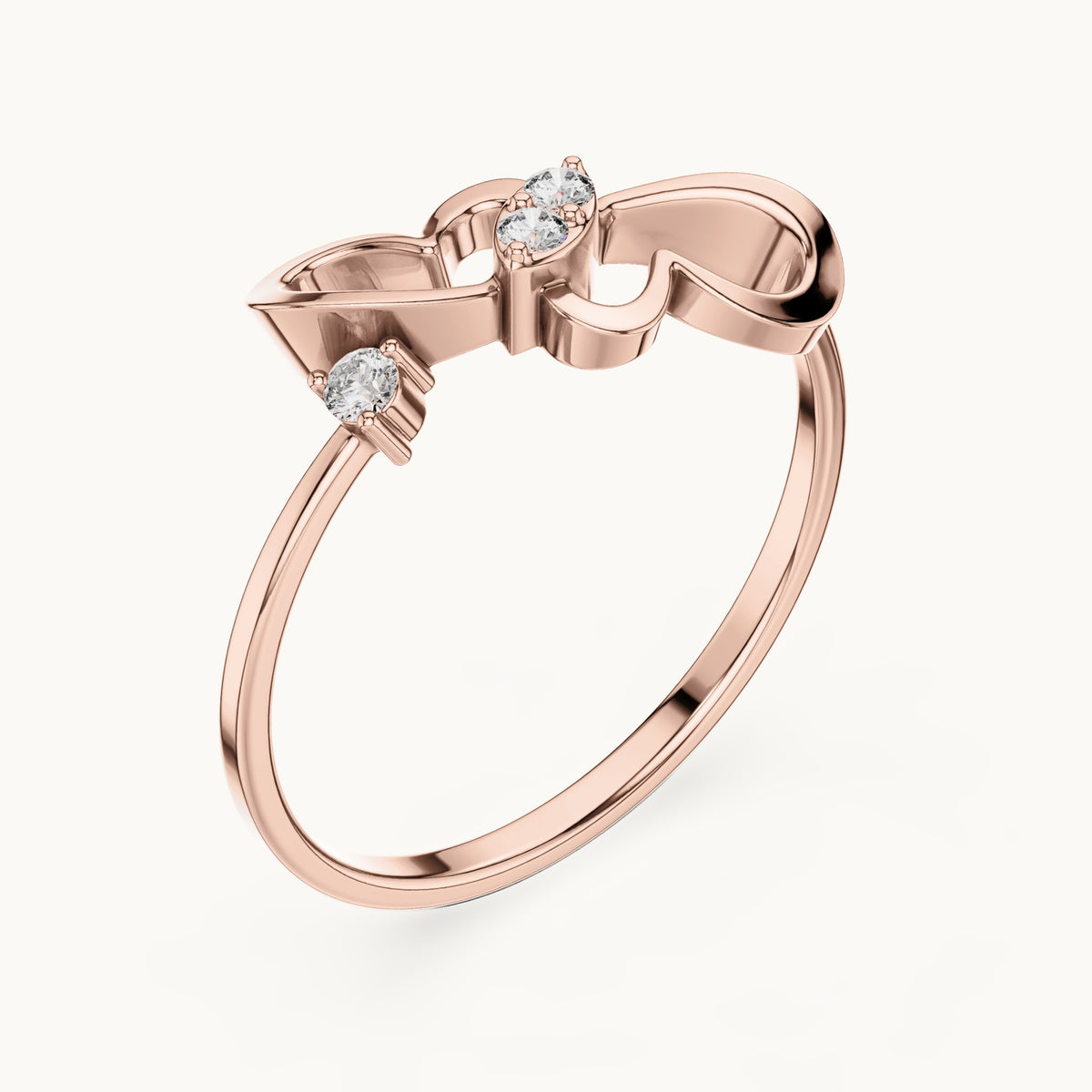 Round lab-grown diamond knot swirl ring in rose gold, 0.07 CT TW, view 2
