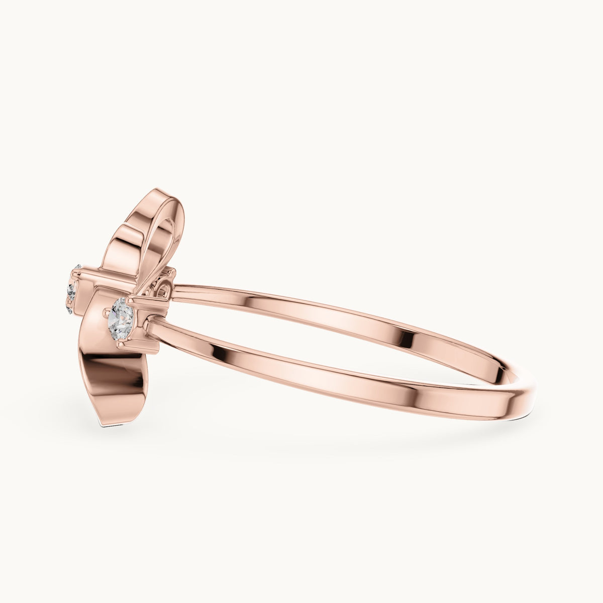 Round lab-grown diamond knot swirl ring in rose gold, 0.07 CT TW, view 3