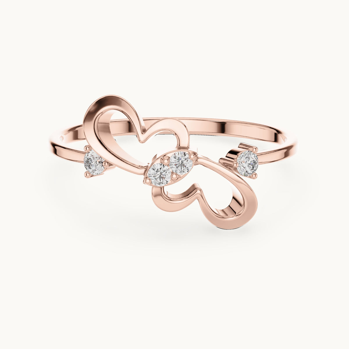 Round lab-grown diamond knot swirl ring in rose gold, 0.07 CT TW, view 4
