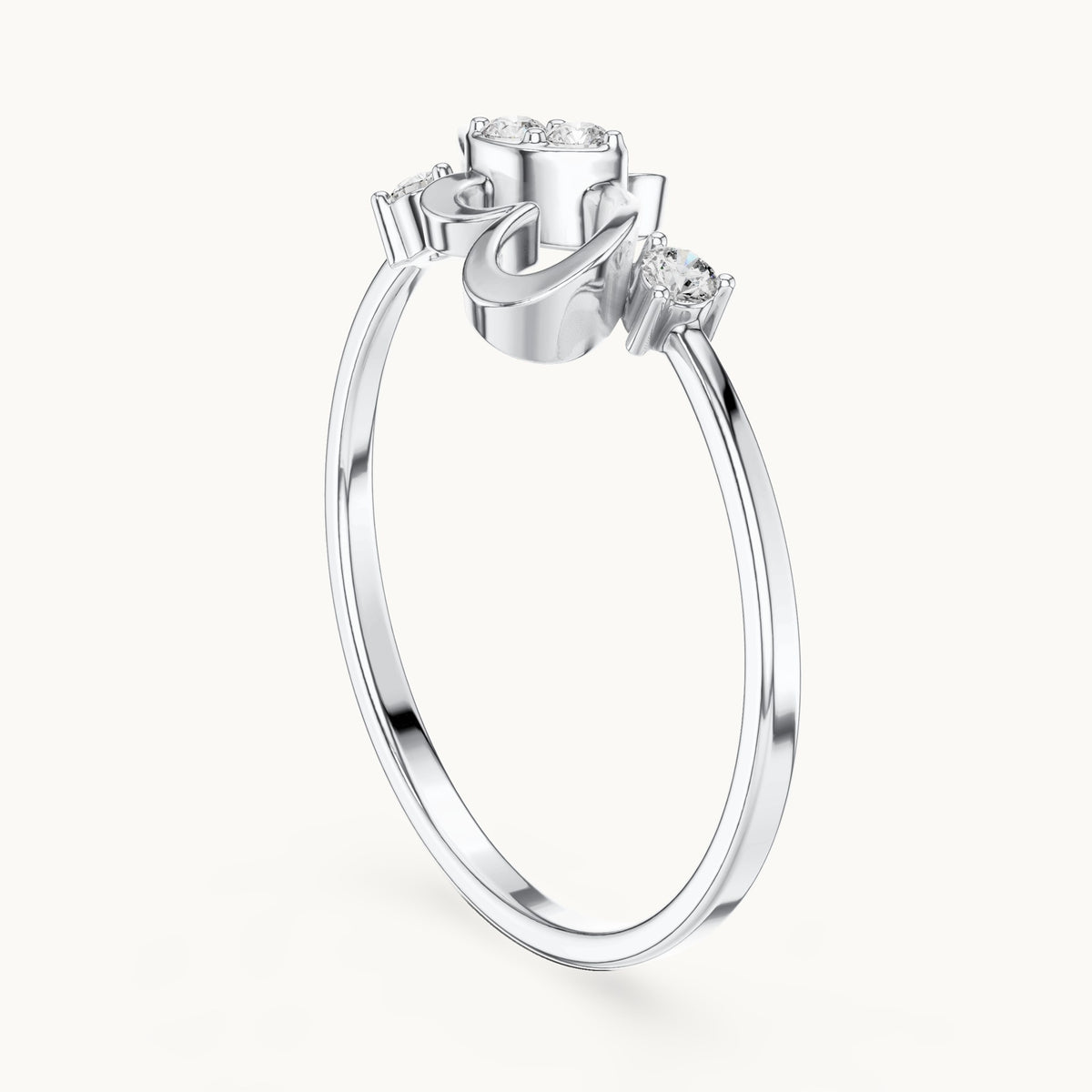 Round lab-grown diamond knot swirl ring in white gold, 0.07 CT TW, view 1