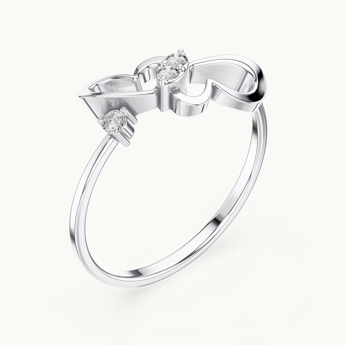 Round lab-grown diamond knot swirl ring in white gold, 0.07 CT TW, view 2