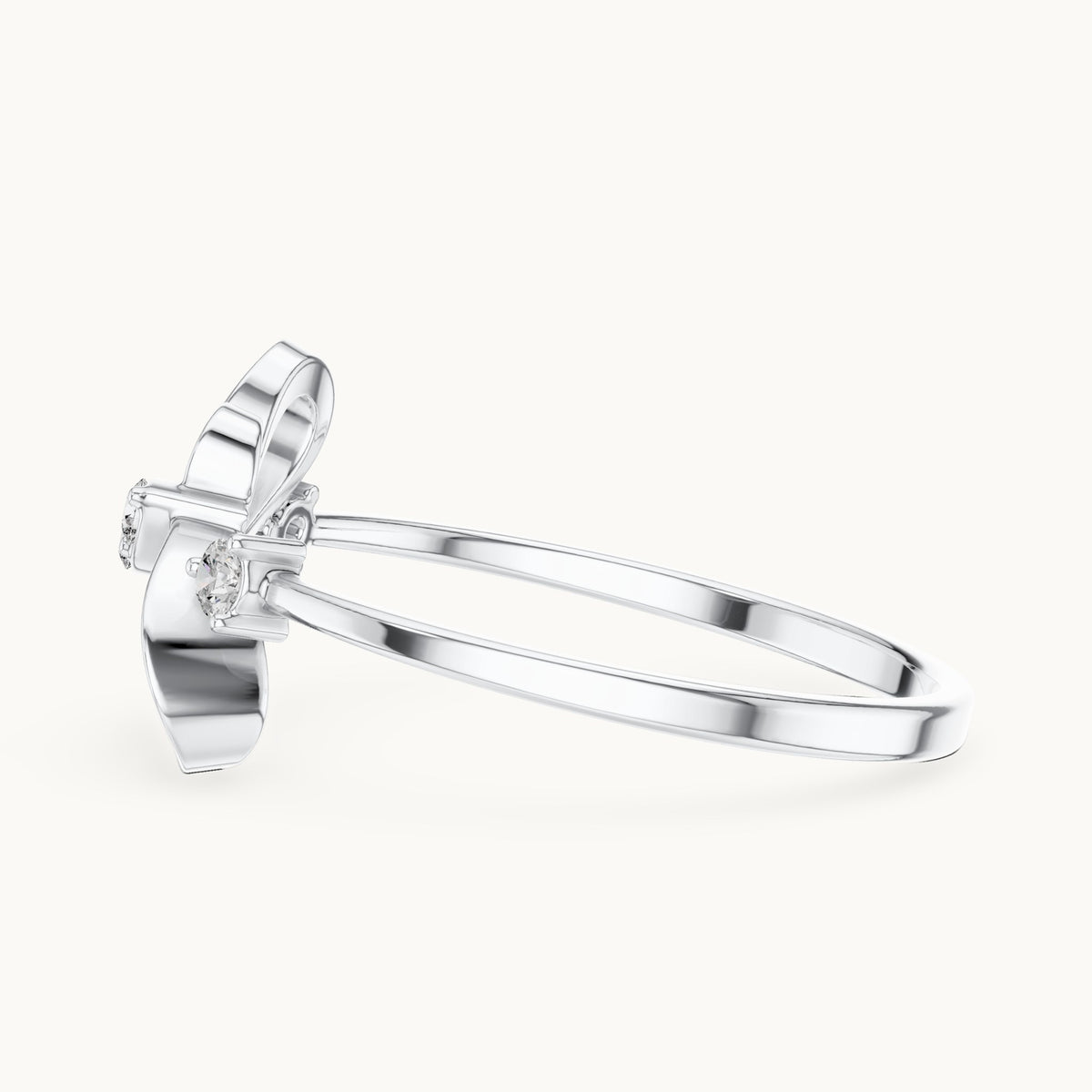 Round lab-grown diamond knot swirl ring in white gold, 0.07 CT TW, view 3