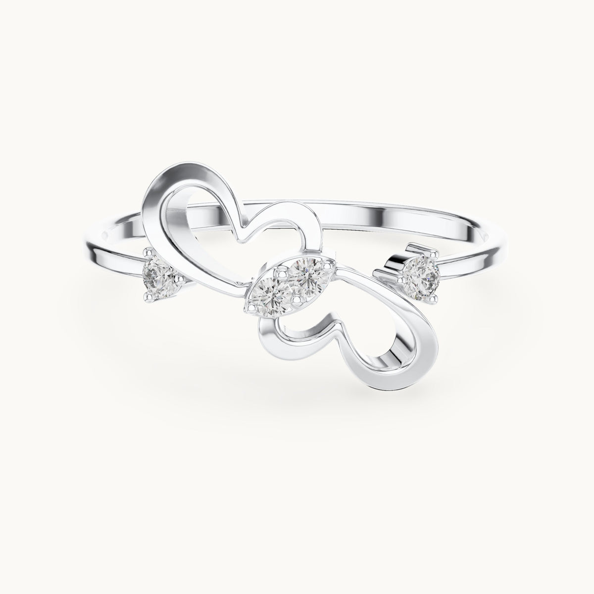 Round lab-grown diamond knot swirl ring in white gold, 0.07 CT TW, view 4