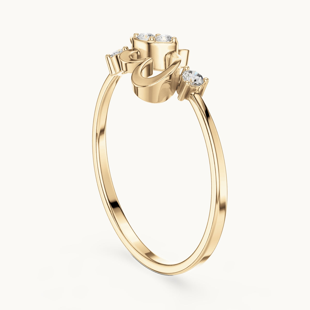 Round lab-grown diamond knot swirl ring in yellow gold, 0.07 CT TW, view 1