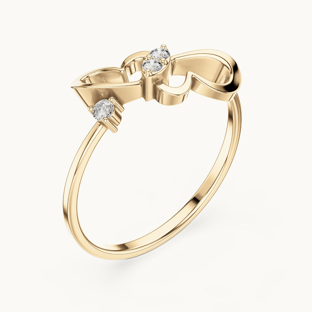 Round lab-grown diamond knot swirl ring in yellow gold, 0.07 CT TW, view 2