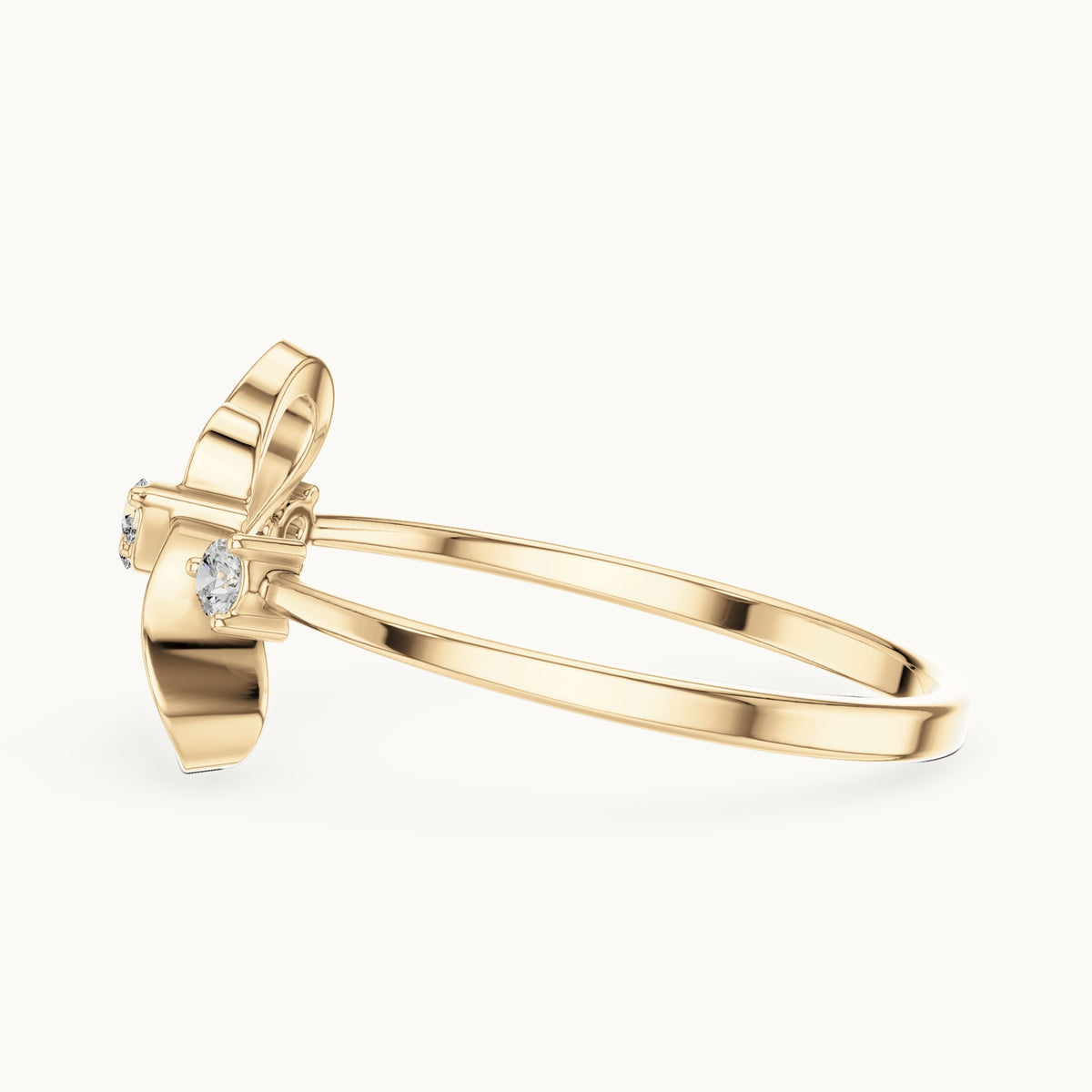 Round lab-grown diamond knot swirl ring in yellow gold, 0.07 CT TW, view 3