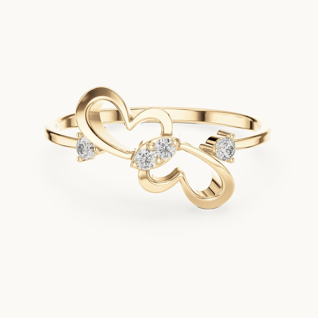 Round lab-grown diamond knot swirl ring in yellow gold, 0.07 CT TW, view 4