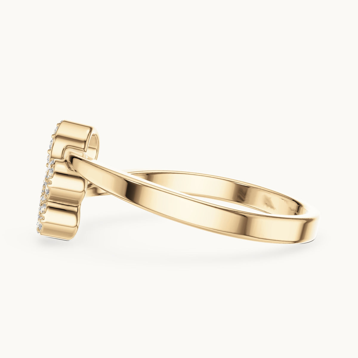 Round lab-grown diamond double open heart ring in yellow gold, 0.095 CT TW, view 3