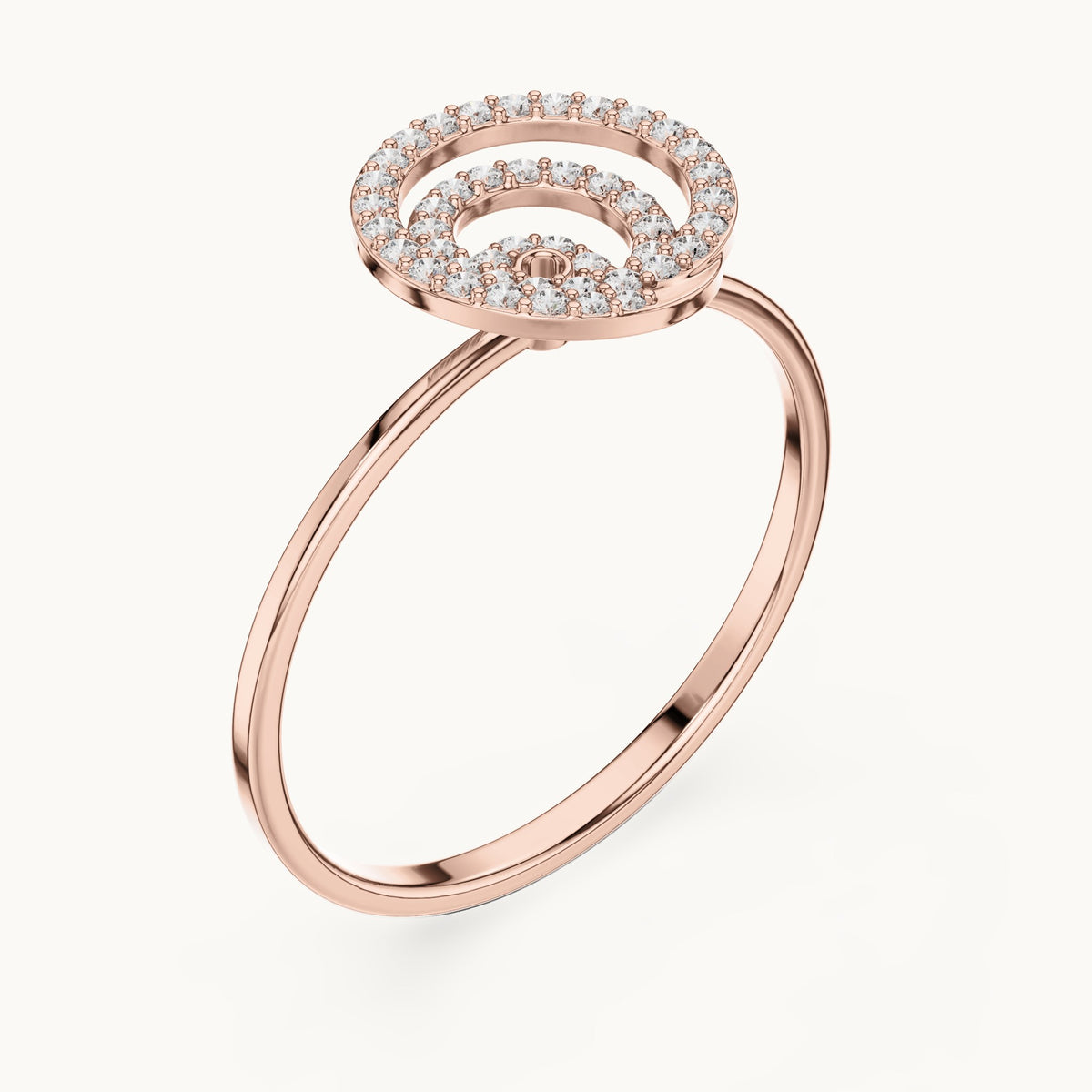 Round lab-grown diamond pave spiral ring in rose gold, 0.114 CT TW, view 2