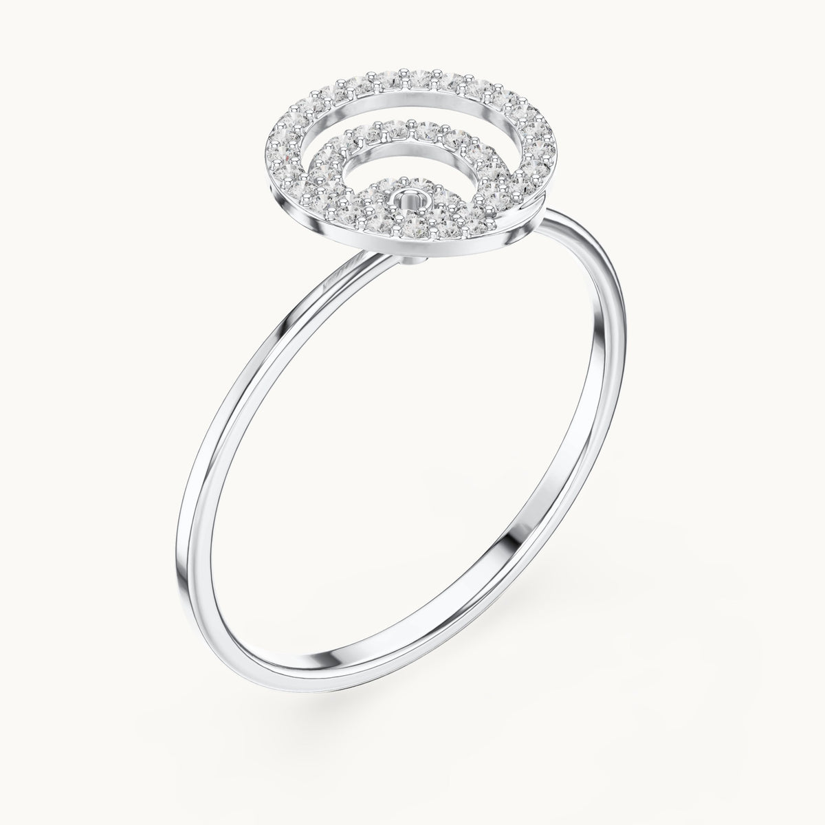 Round lab-grown diamond pave spiral ring in white gold, 0.114 CT TW, view 2