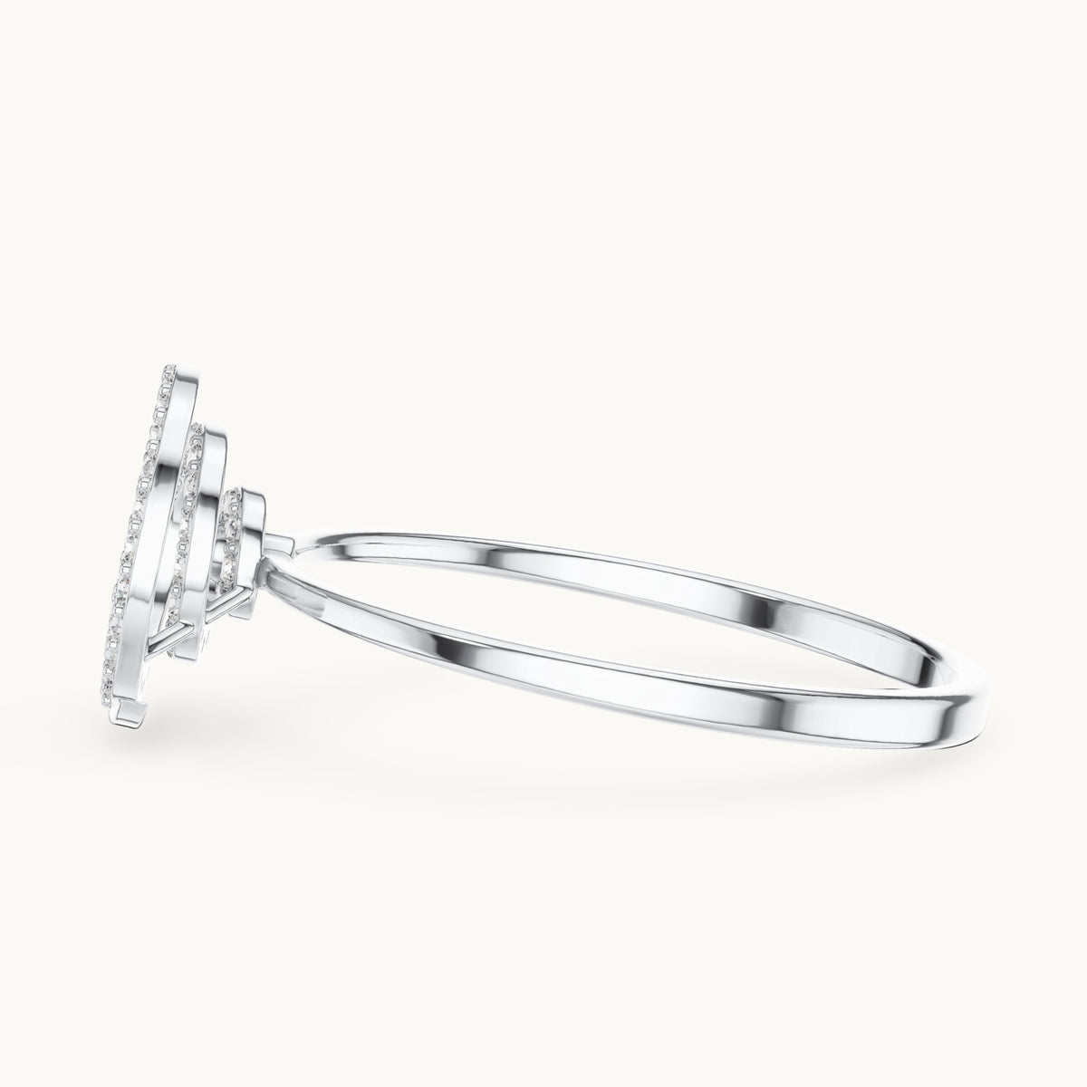 Round lab-grown diamond pave spiral ring in white gold, 0.114 CT TW, view 3