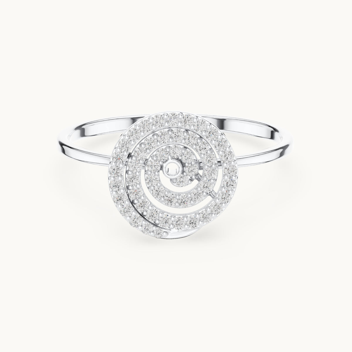Round lab-grown diamond pave spiral ring in white gold, 0.114 CT TW, view 4