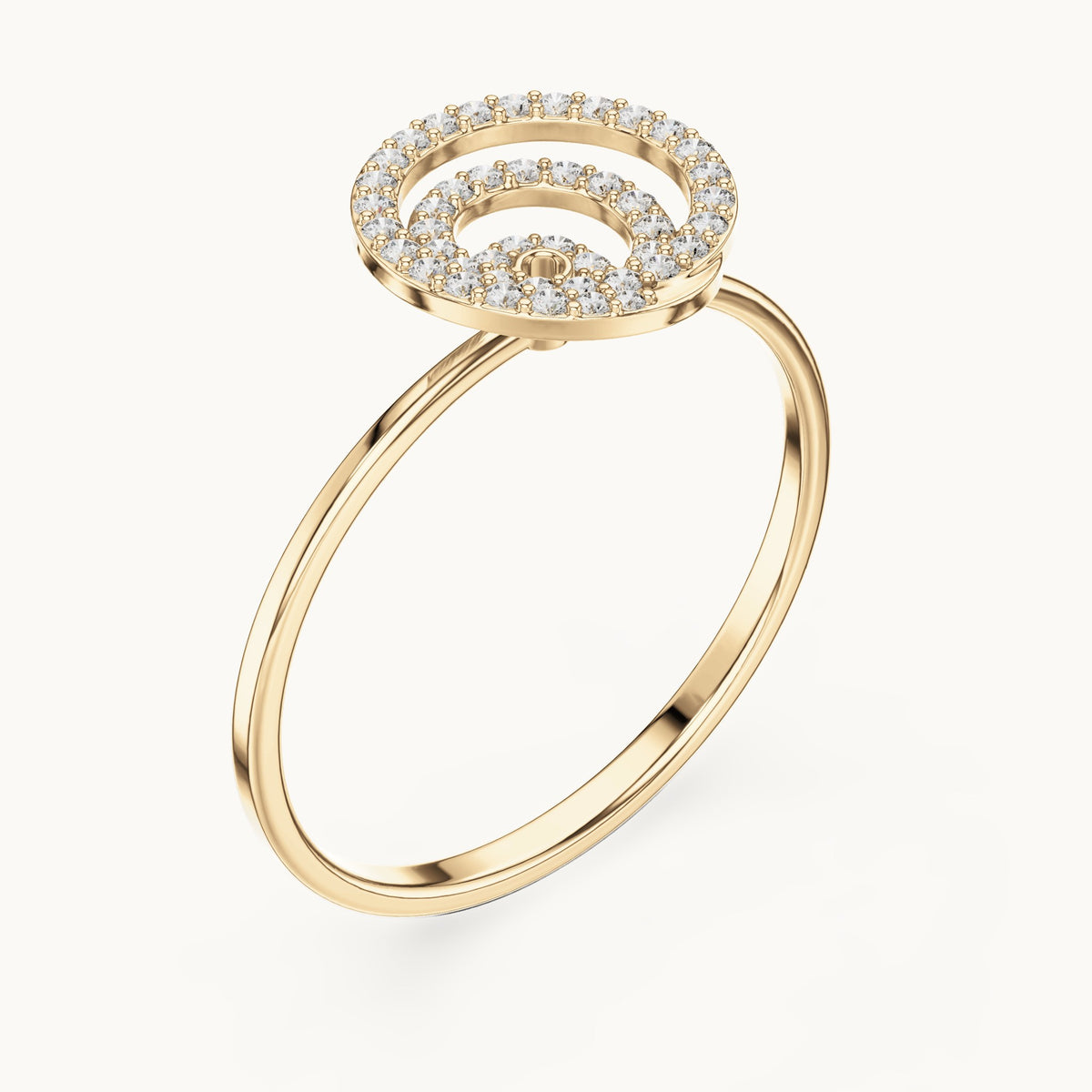 Round lab-grown diamond pave spiral ring in yellow gold, 0.114 CT TW, view 2