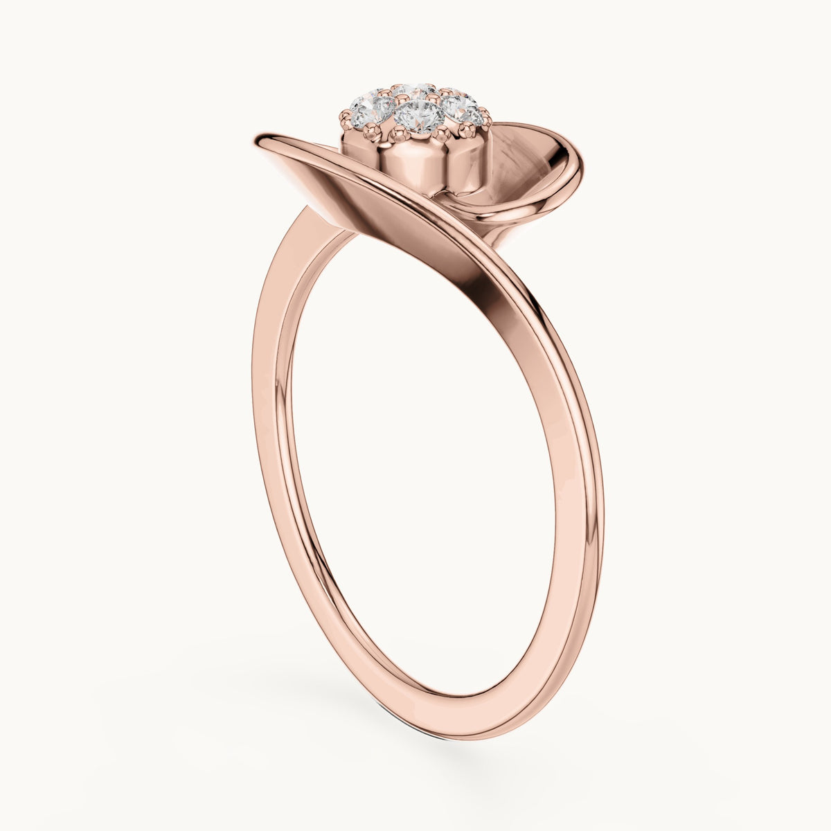 Round lab-grown diamond cluster wave ring in rose gold, 0.105 CT TW, view 1