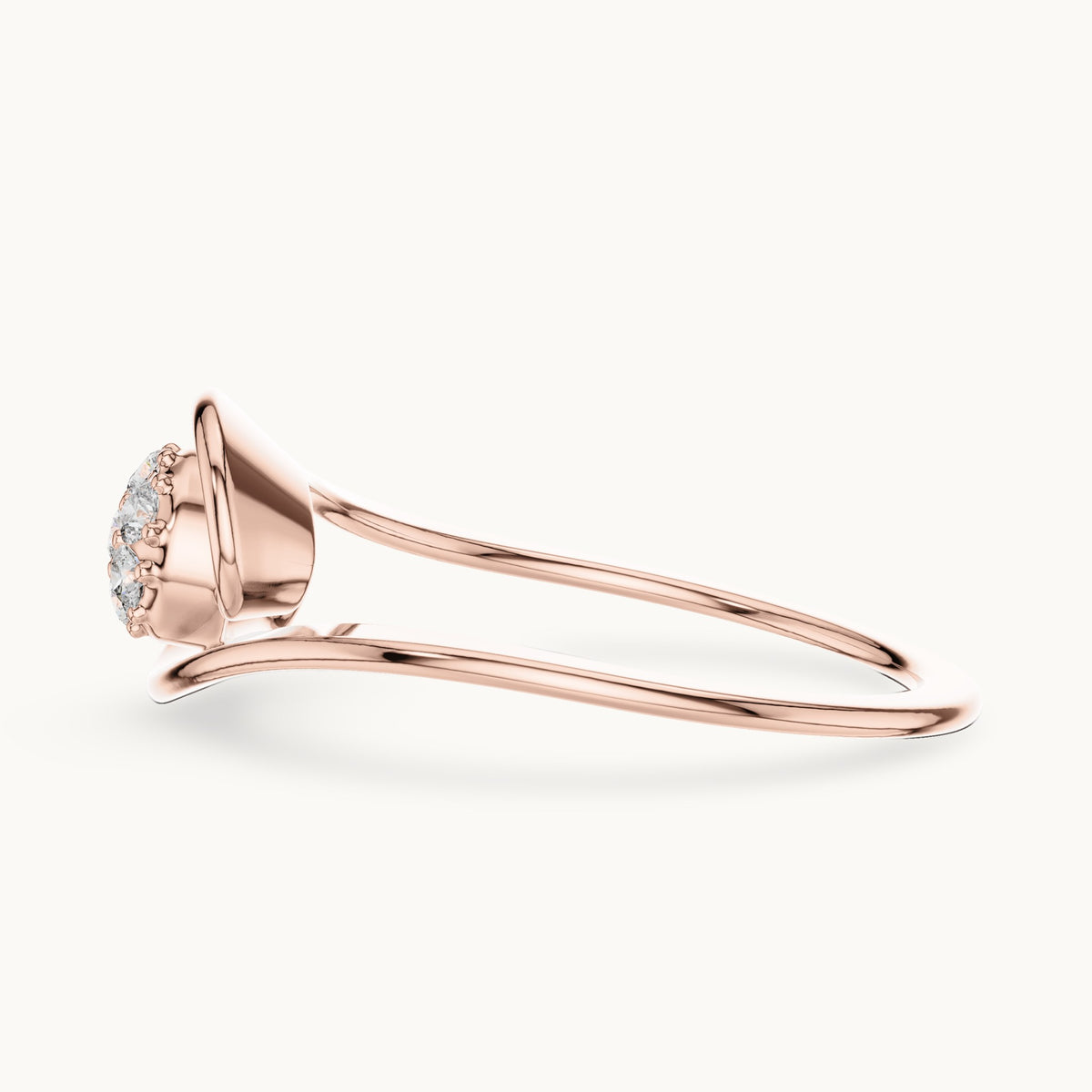Round lab-grown diamond cluster wave ring in rose gold, 0.105 CT TW, view 3