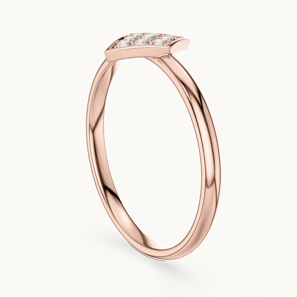 Round lab-grown diamond pave kite ring in rose gold, 0.072 CT TW, view 1