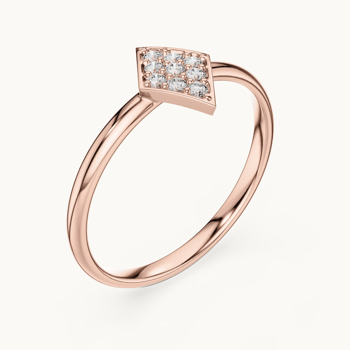 Round lab-grown diamond pave kite ring in rose gold, 0.072 CT TW, view 2