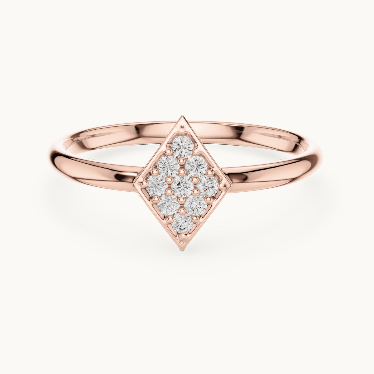Round lab-grown diamond pave kite ring in rose gold, 0.072 CT TW, view 4