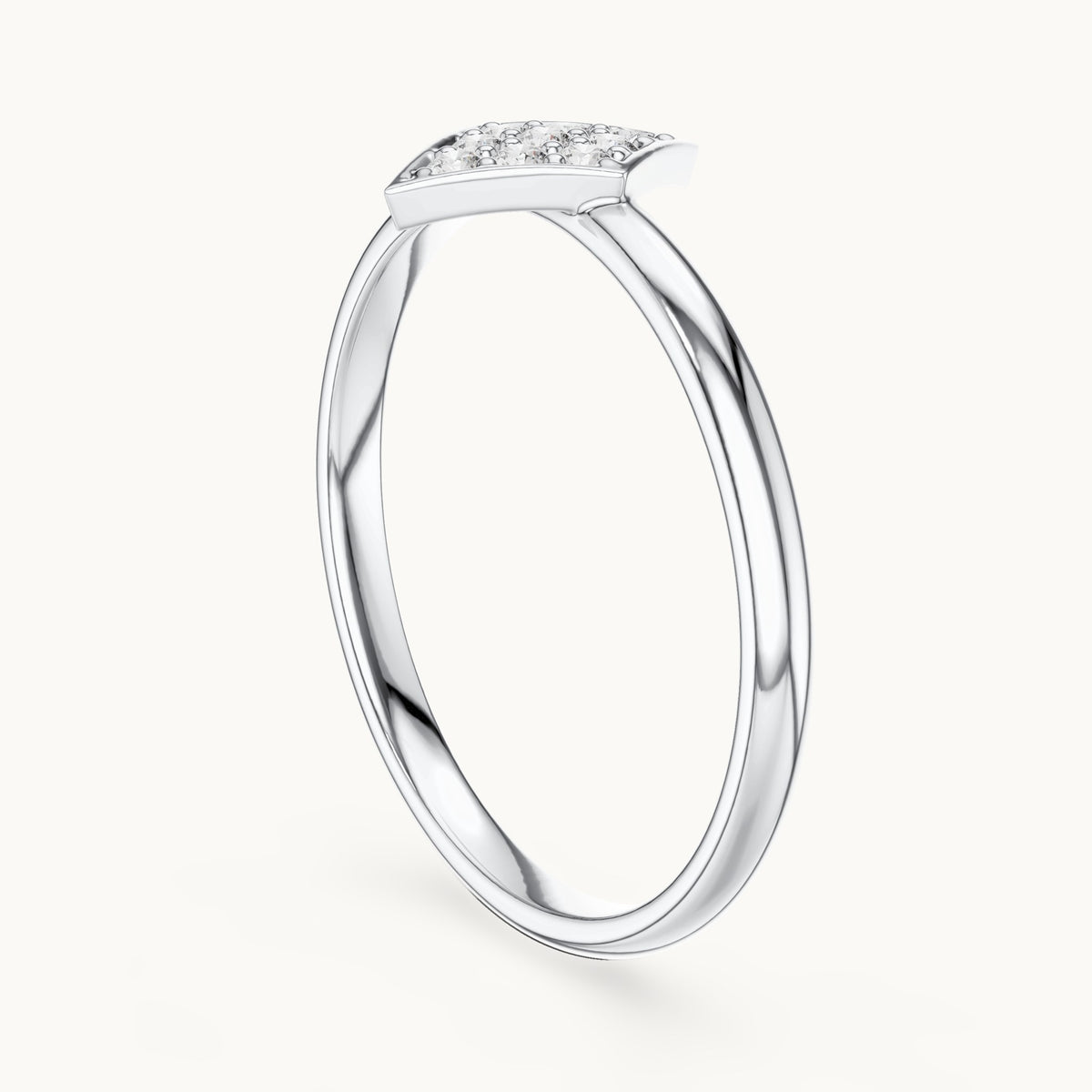 Round lab-grown diamond pave kite ring in white gold, 0.072 CT TW, view 1