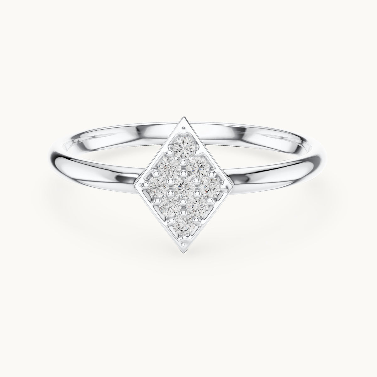 Round lab-grown diamond pave kite ring in white gold, 0.072 CT TW, view 4