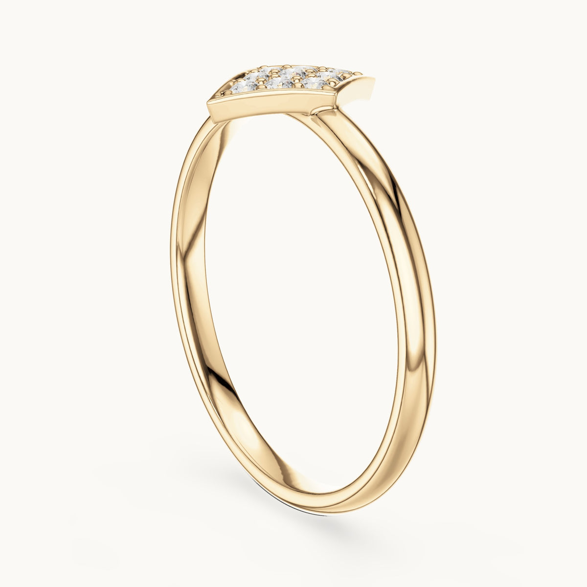 Round lab-grown diamond pave kite ring in yellow gold, 0.072 CT TW, view 1