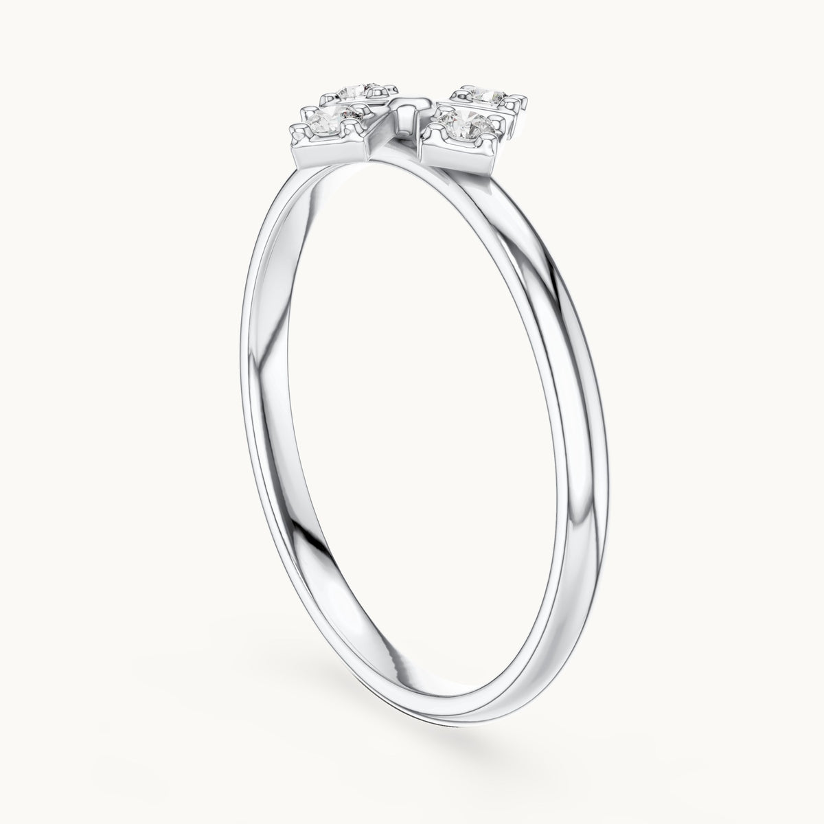 Round lab-grown diamond four-stone cross ring in white gold, 0.06 CT TW, view 1