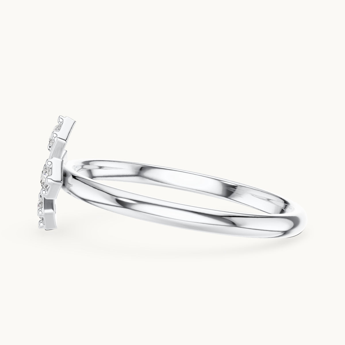 Round lab-grown diamond four-stone cross ring in white gold, 0.06 CT TW, view 3