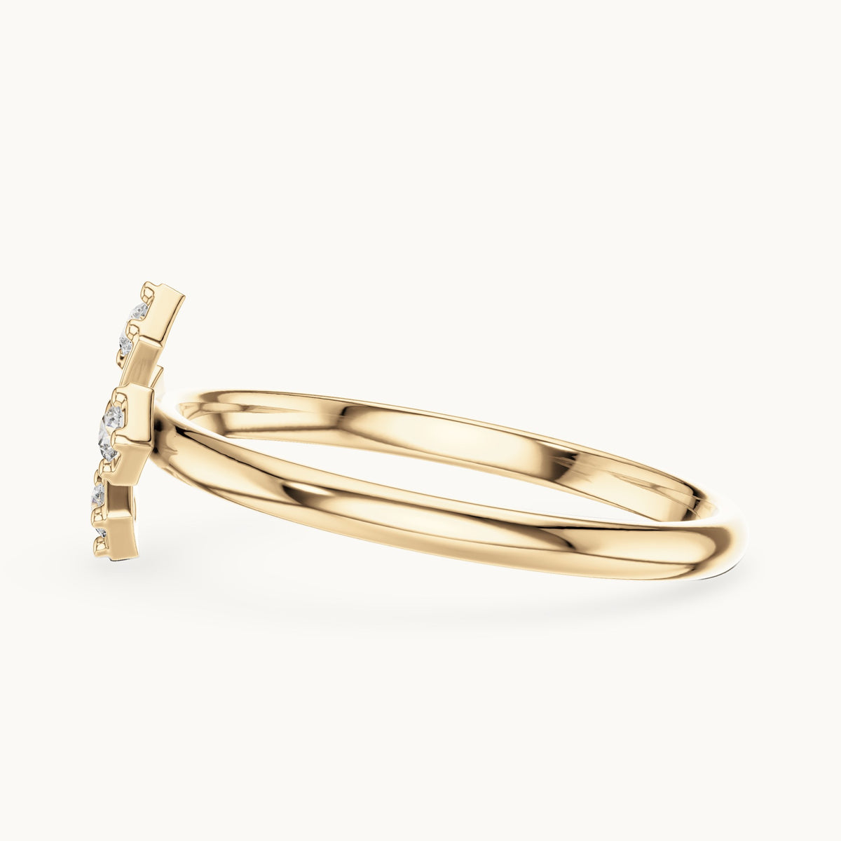 Round lab-grown diamond four-stone cross ring in yellow gold, 0.06 CT TW, view 3