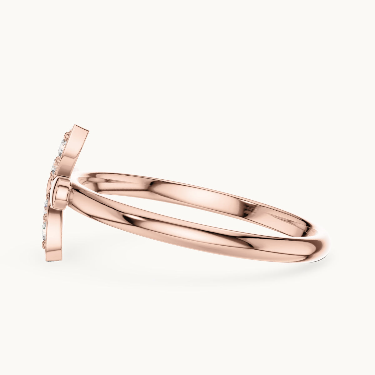 Round lab-grown diamond butterfly petal ring in rose gold, 0.06 CT TW, view 3