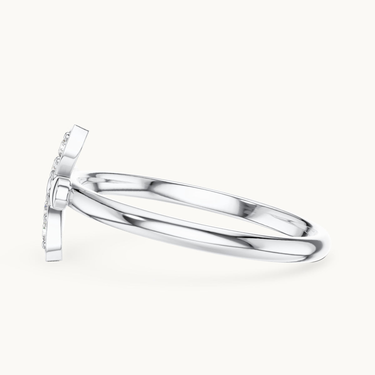Round lab-grown diamond butterfly petal ring in white gold, 0.06 CT TW, view 3