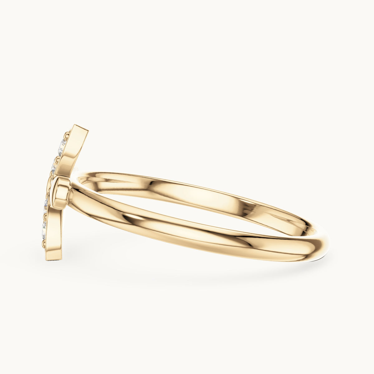 Round lab-grown diamond butterfly petal ring in yellow gold, 0.06 CT TW, view 3