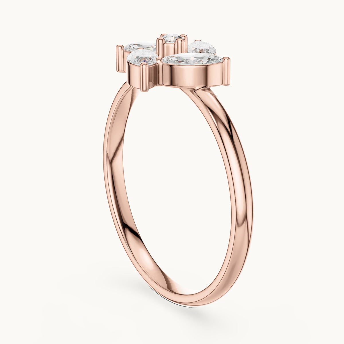 Marquise and round lab-grown diamond petal cluster ring in rose gold, 0.232 CT TW, view 1