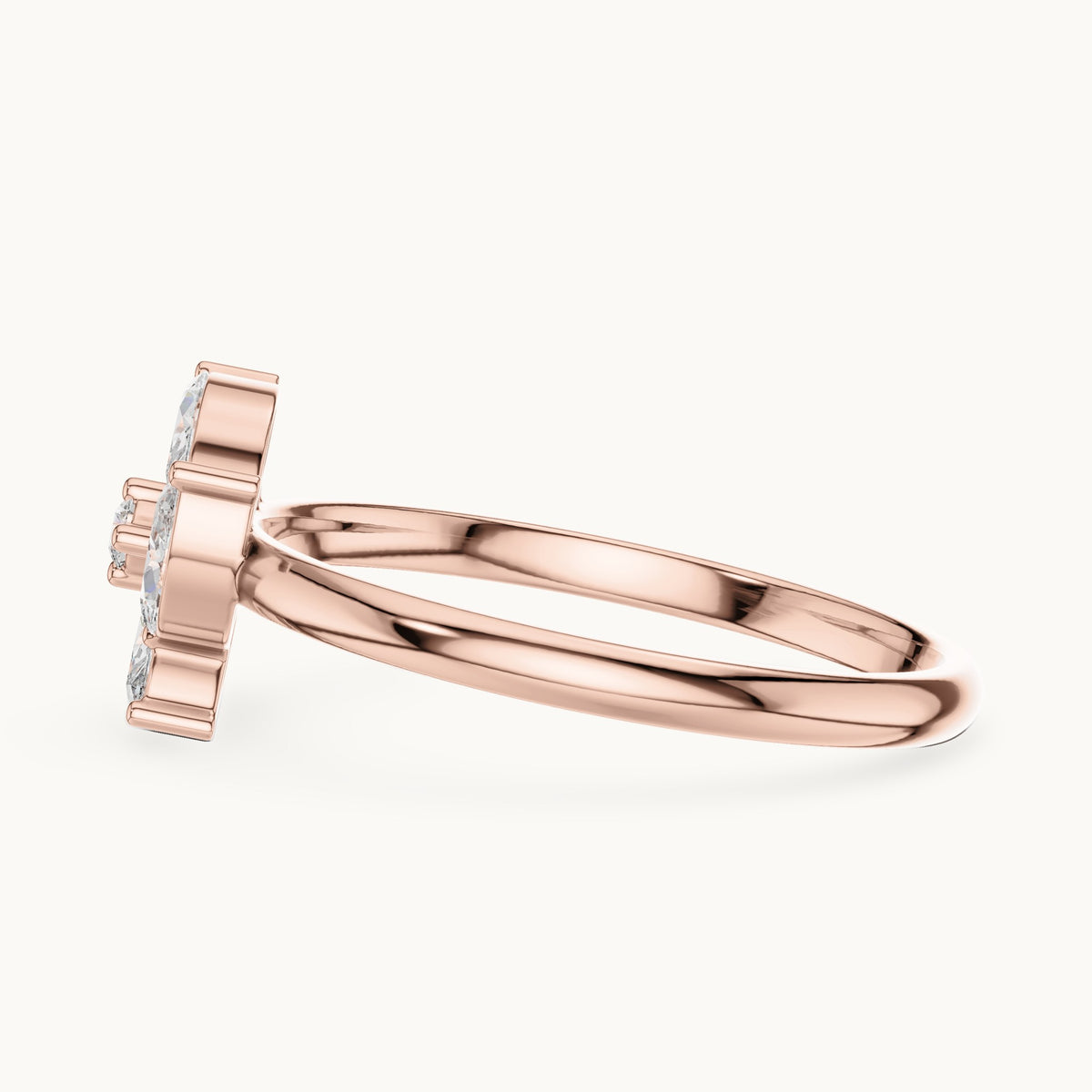 Marquise and round lab-grown diamond petal cluster ring in rose gold, 0.232 CT TW, view 3