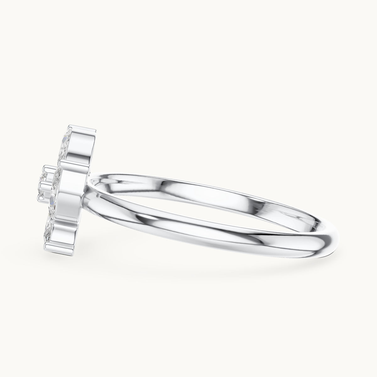Marquise and round lab-grown diamond petal cluster ring in white gold, 0.232 CT TW, view 3