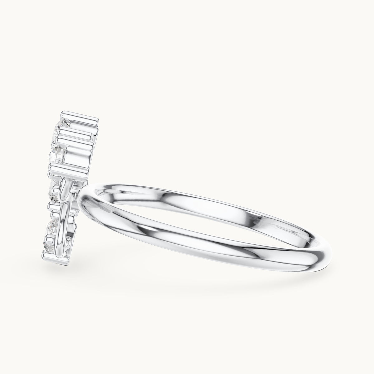 Round lab-grown diamond scattered vine four-stone ring in white gold, 0.14 CT TW, view 3
