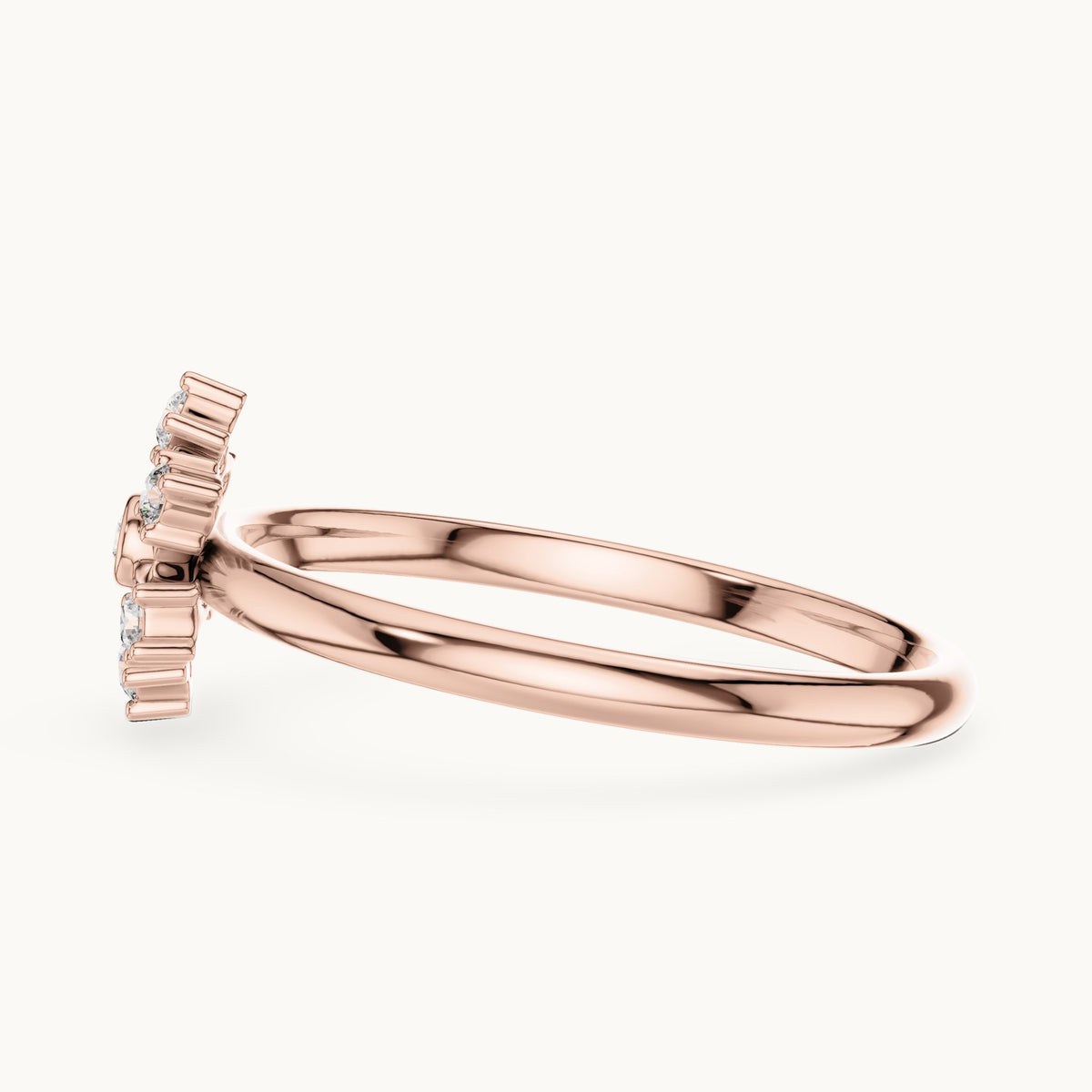 Round lab-grown diamond crown cluster ring in rose gold, 0.07 CT TW, view 3