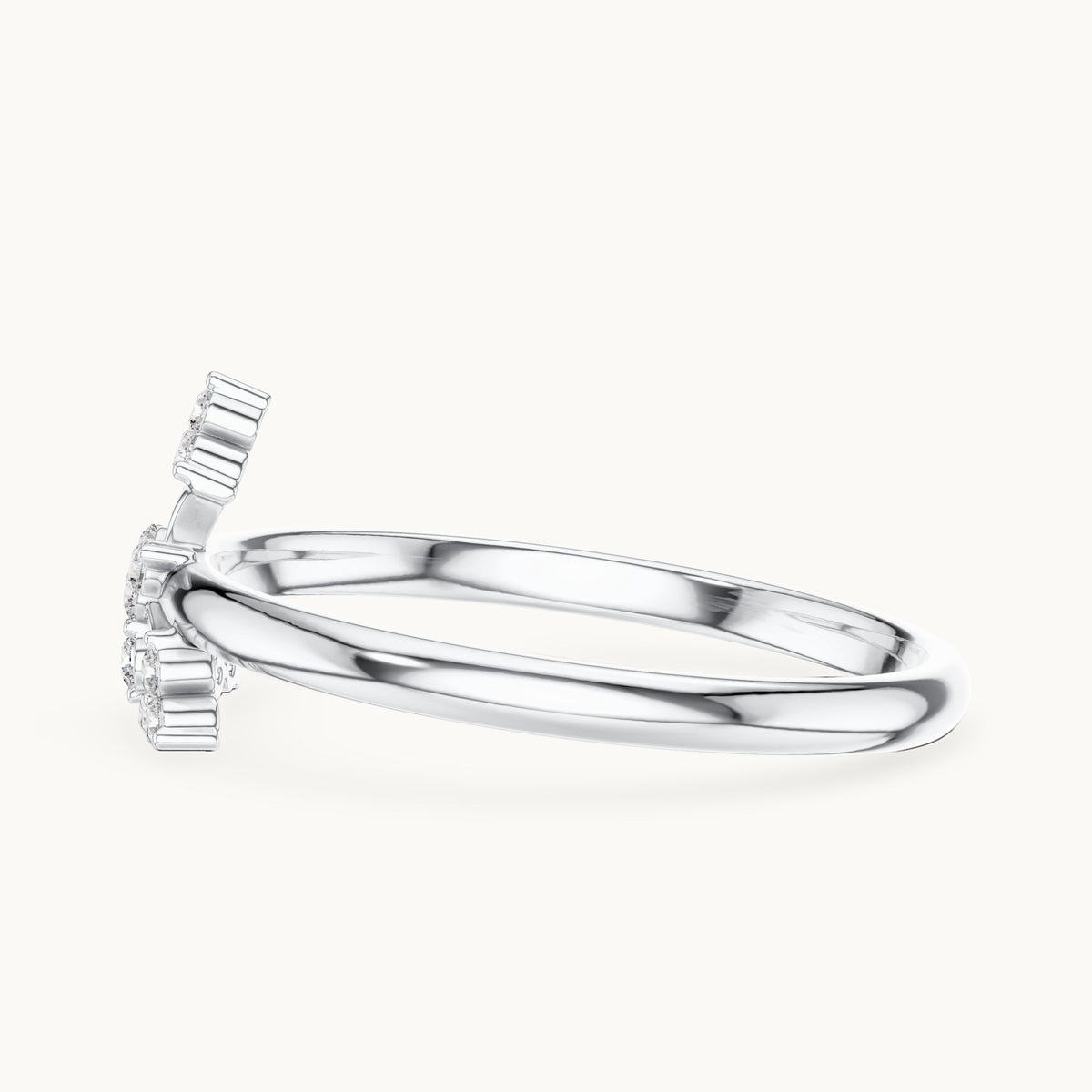 Round lab-grown diamond fleur cross ring in white gold, 0.065 CT TW, view 3
