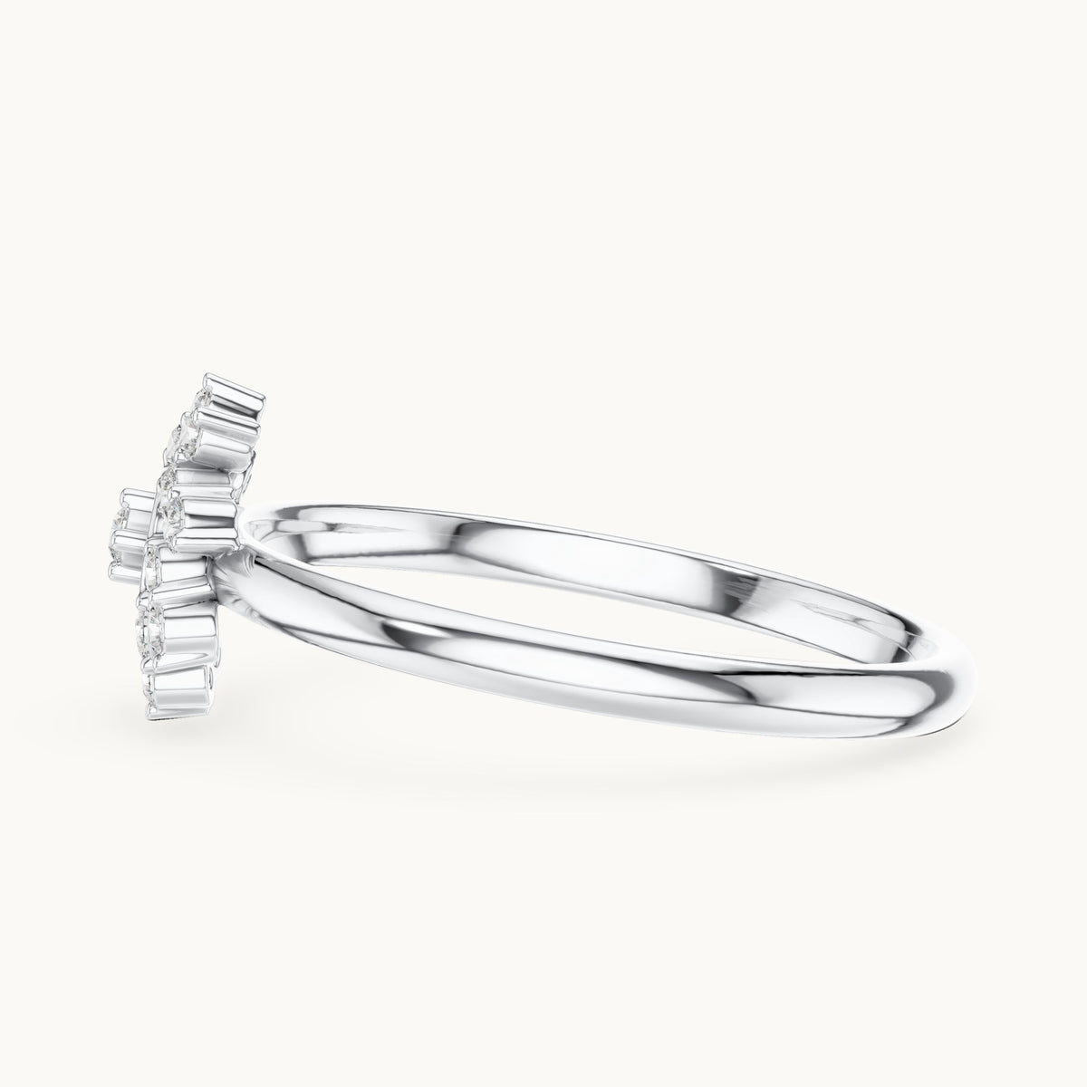 Round lab-grown diamond pinwheel halo ring in white gold, 0.104 CT TW, view 3