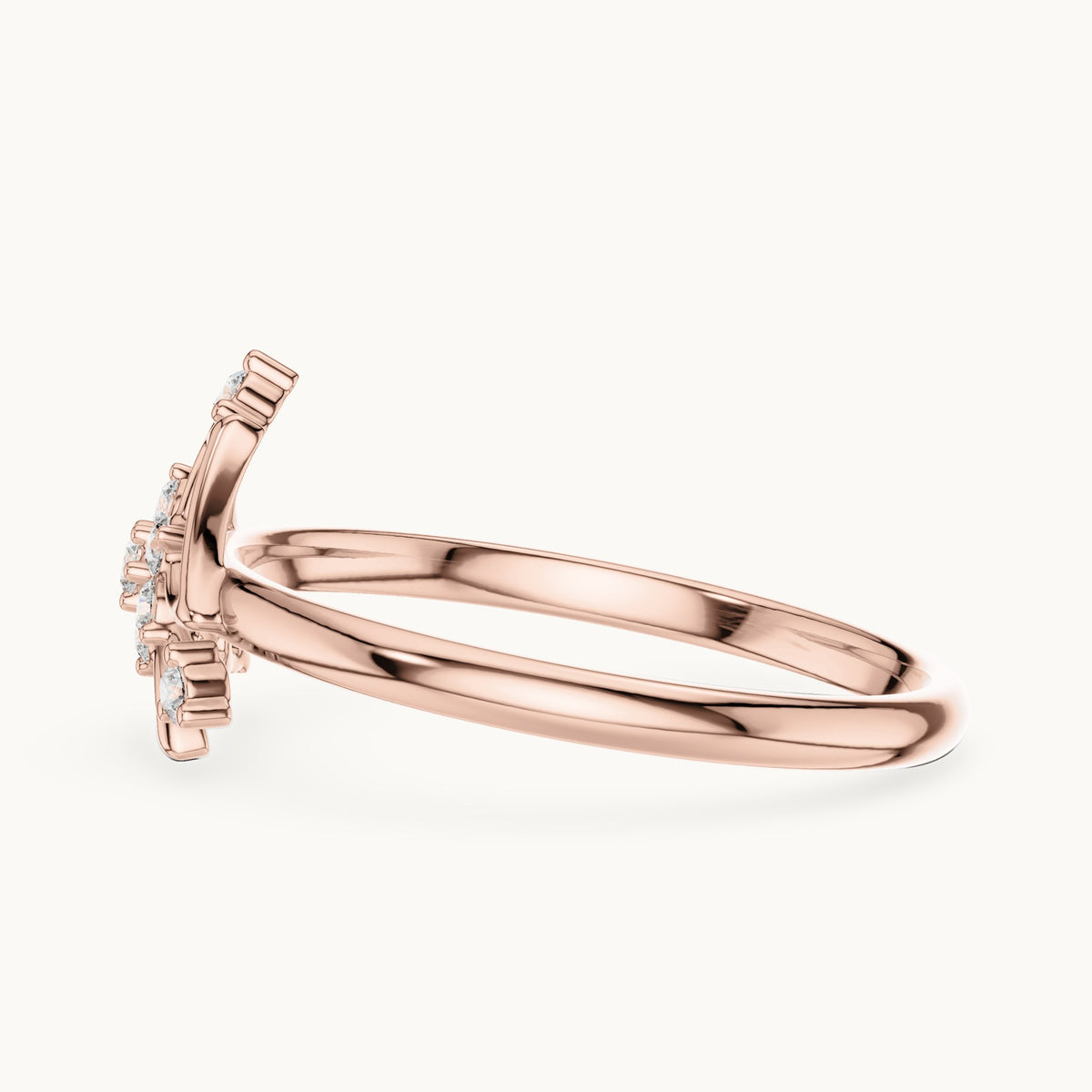 Round lab-grown diamond art deco cluster ring in rose gold, 0.084 CT TW, view 3