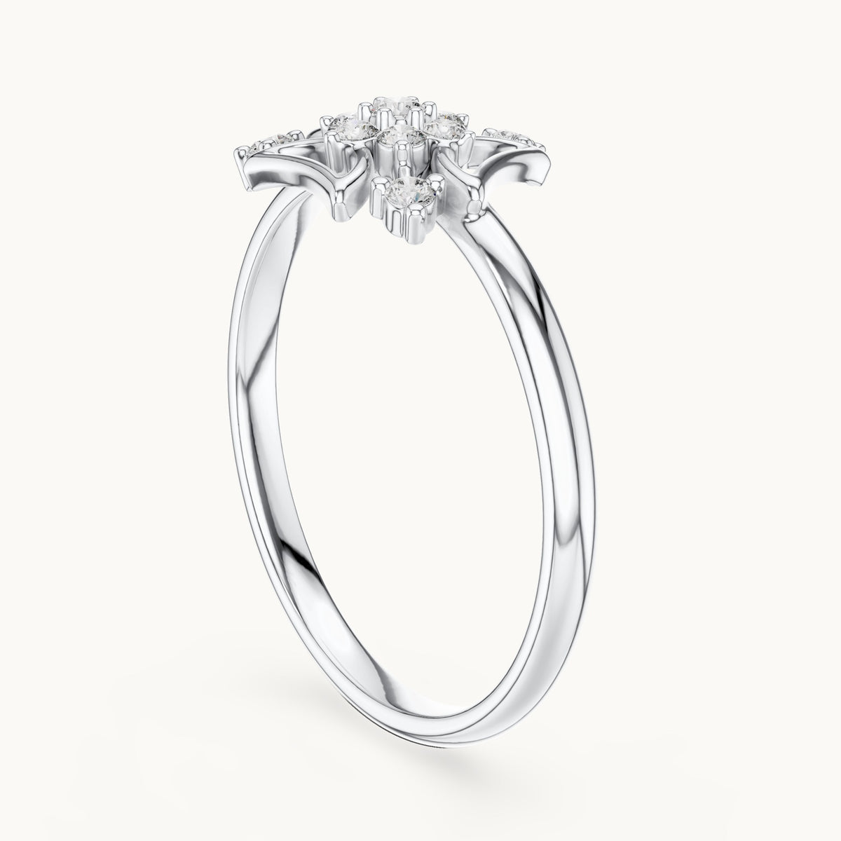 Round lab-grown diamond art deco cluster ring in white gold, 0.084 CT TW, view 1